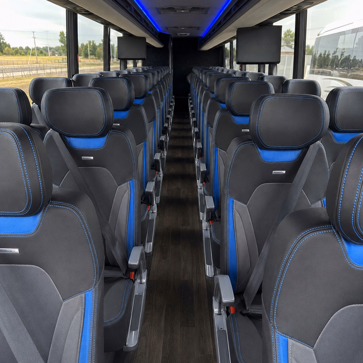 56 passenger charter bus inside