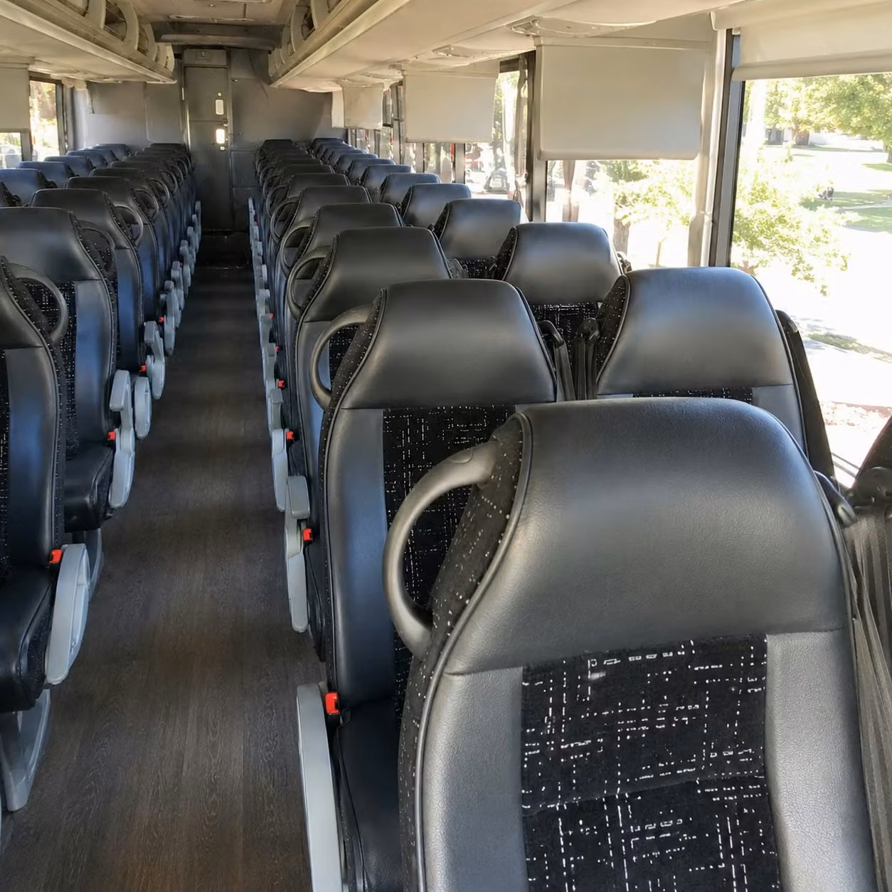 des moines charter bus rental interior